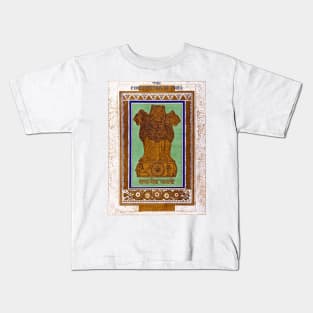 Lions State Emblem India 1950 Constitution Satyameva Jayate Kids T-Shirt